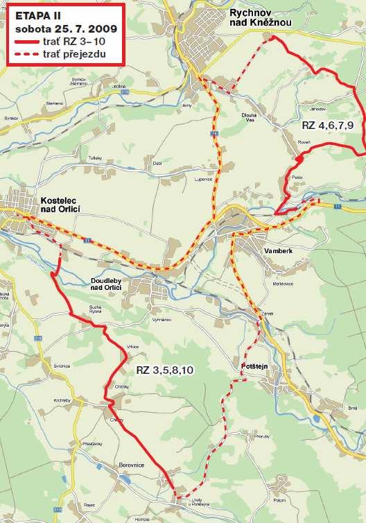 RZ 6 vedla stejnou trasou a první vůz startoval v 10.35 hod.. Sedmá rychlostní zkouška (Rychnov nad Kněžnou - Peklo nad Zdobnicí) začala ve 14.00 hod. a byla dlouhá 9,8 kilometru.