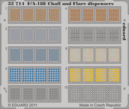 1/1 32 714 F/A-1 Chaff and Flare dispensers 1/32 scale detail set for Trumpeter kit sada detailù pro model 1/32 Trumpeter eduard 32 714 APPLY EXPRESS MASK AND PAINT BEFORE GLUING POUŽÍT EXPRESS MASK
