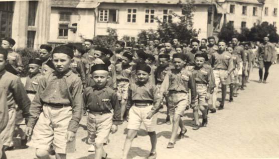 b) Fotografie z veřejného cvičení V. okrsku Havlíčkovy sokolské župy, které proběhlo v Polné dne 15. června 1947.
