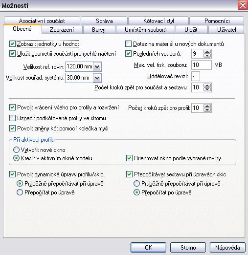 3.4 Možnosti Poslední nabídkou v roletovém menu Nástroje jsou Možnosti, kde je podle karet (záložek) vidět, že se jedná o poměrně rozsáhlou sadu jednotlivých nastavení, viz obr.5.