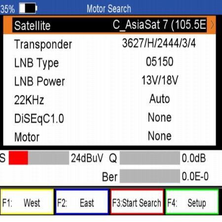 4.2.5 Motor Hlavní menu -> Satelit -> Motor Zvýrazněte Motor a stisknutím tlačítka OK vstoupíte do vyhledávání motoru.
