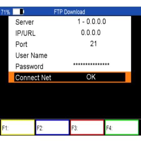 Nahrát: Stiskněte tlačítko F1 pro nahrání softwaru, dat, seznamu kanálů. Můžete také nahrát software do FTP.