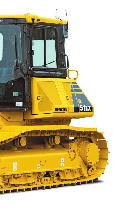 D51EX/PX-22 Maximální pohodlí obsluhy Vynikající výhled v rozsahu 360 Velká a tichá přetlakovaná kabina Jednoduché ovládání pomocí