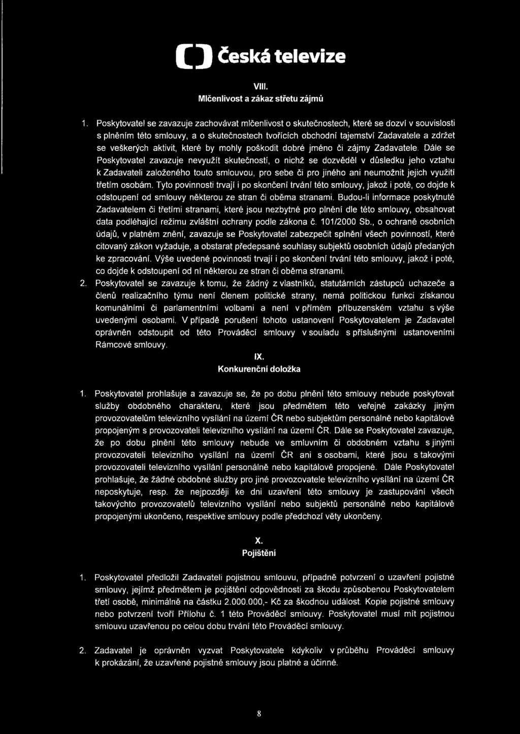 aktivit, které by mohly poškodit dobré jméno či zájmy Zadavatele.