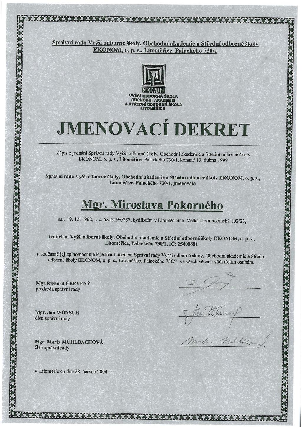 Jmenovací dekret