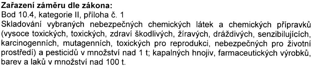 1 Skladování vybraných nebezpeèných chemických látek a chemických pøípravkù (vysoce toxických, toxických, zdraví škodlivých, žíravých, dráždivých, senzibilujících, karcinogenních, mutagenních,