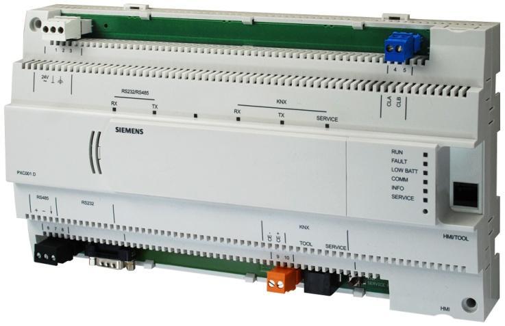 Systémový regulátor pro integraci regulátorů místností Desigo RXB/RXL Nativní přístroje BACnet s komunikací BACnet/LonTalk nebo BACnet/IP Certifikát BTL (BACnet komunikace testována BTL)