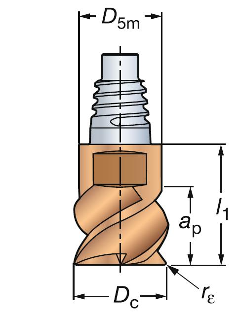 FSI VUT DIPLOMOVÁ PRÁCE List 29 Parametry [16]: max. hloubka řezu 5,5 mm, úhel stoupáí šroubovice 50, velikost spojky E10, počet ostří 3 [-]. Tab. 21 Rozměry frézy [16]. Obr.