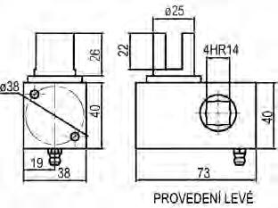 100 CS Převodovka napínání plachty 73 x 40 x 40 mm, Provedení levé 0522 110.