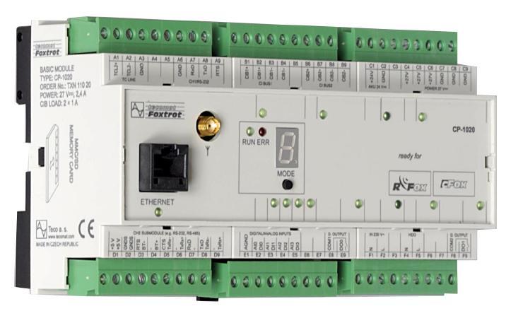 22 3.5 Základní moduly Tecomat Foxtrot Základní moduly PLC Foxtrot jsou složeny z několika částí: centrální jednotka s hlavním procesorem systému, dvěma sériovými kanály, rozhraním Ethernet a