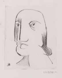 Otto Mizera (1919 1951) Hlava ženy lept, 1944, 8 x 6,2 cm, sign. PD Mizera 44, rám, žák prof. K. Tondla, S.