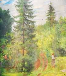 307. Antonín Majer (1882?) Dívky v lese olej, plátno, 75 x 65 cm, sign. PD A.