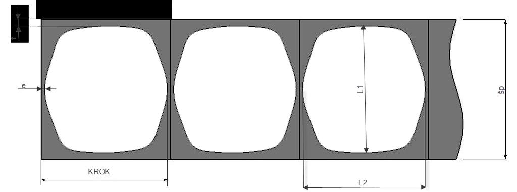 4.3 Nástřihový plán Určuje způsob uspořádání výstřižků na tabuli či pásu plechu. Z nástřihového plánu je zjištěna šířka pásu plechu a velikost kroku.