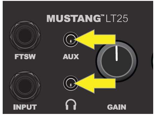 USB PORT Ovládací panel komba Mustang LT25 obsahuje také USB port pro pořizování zvukové nahrávky. K USB portu připojte mikro USB kabelem (není součástí) počítač s nahrávacím softwarem.