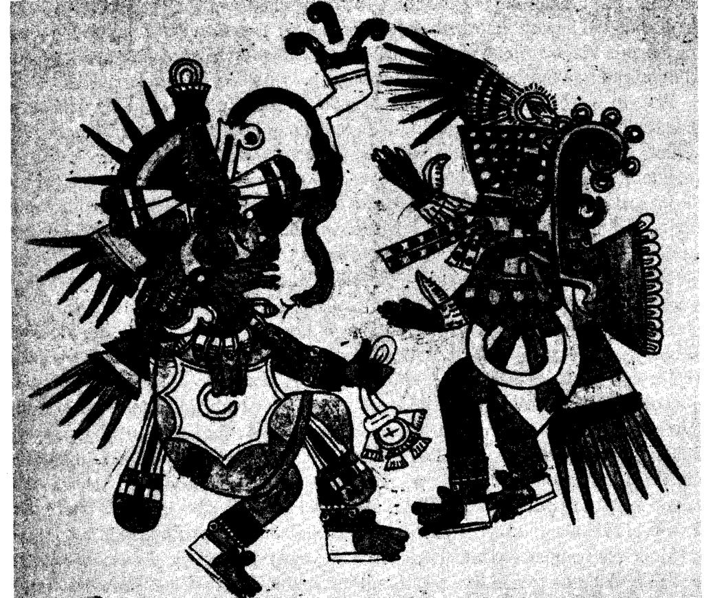 Obr. 1 Quetzalkoátl a Tezkatlipok Podle starých mexických legend světy hmoty a ducha existují bok po boku a mají si vzájemně co nabídnout.