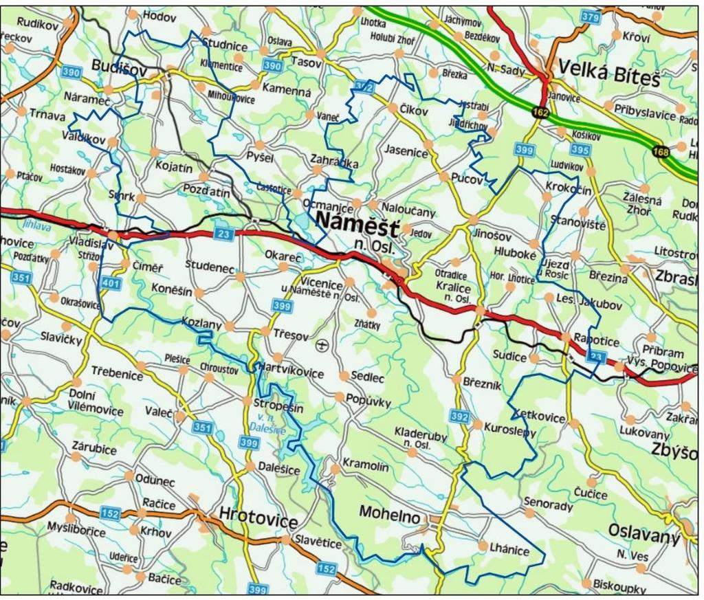 1.2.3. Doprava a dopravní infrastruktura Dopravní poloha většiny území MAS Oslavka je v rámci Kraje Vysočina a České republiky periferní.