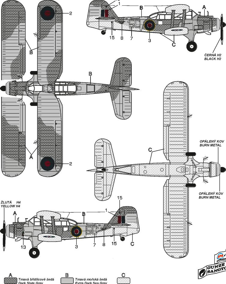 ZRVENÍ a OZNOVÁNÍ MOUFLGE an MRNG TRNUNG un ENNUNG MOUFLGE et ESGNTON SESTV - SSEMLY - UNLETUNG- SSEMLGE am. Fairey lacore Mk., X9053/5, 817. Squarona, 1943-44.
