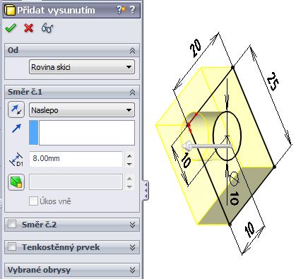 Přidání vysunutím ekvivalent Odebrání