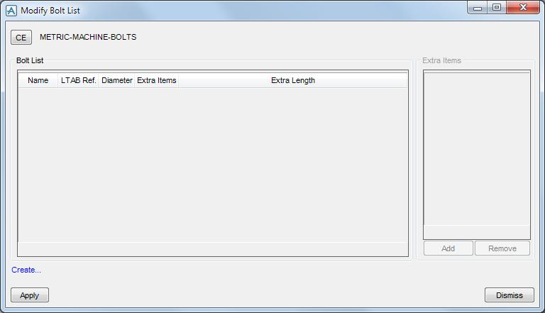 3.2 Bolt List (BLIS) Bolt list se vytvoří z hlavního menu pomocí Create > New Bolting > Bolt