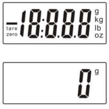INSTRUCIONS Operation 1) 2) 3) Place the scale on a level surface Press ON/OFF key and the display will show 18888 and than 0 Place object on the weighing platform and weight of object will show on