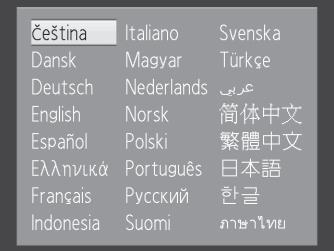 Nastavení jazyka, data a času Po prvním zapnutí fotoaparátu se zobrazí dialogové okno pro volbu jazyka pro zobrazované údaje. 1 Stisknutím hlavního vypínače zapněte fotoaparát.