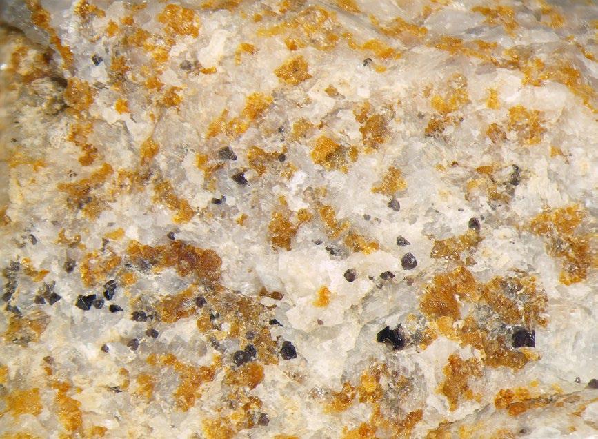 kalcitických mramorů, lokálně s wollastonitem. Střídají se s polohami bílých hrubozrnných, poměrně čistých kalcitických mramorů (Cal + Phl + Tr).