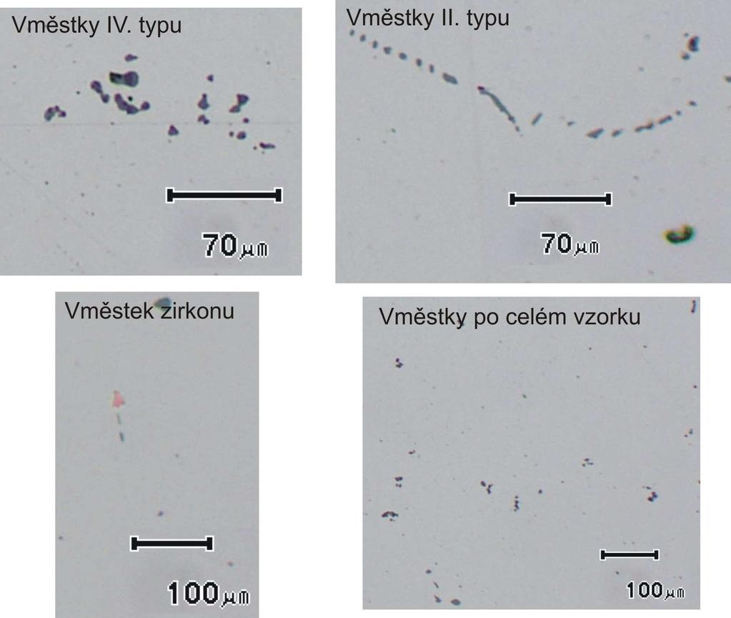 Metalografické hodnocení vzorku 16 4. Vzorek 17 3 Po celém vzorku se objevuje spousta vměstků. Patrný II.