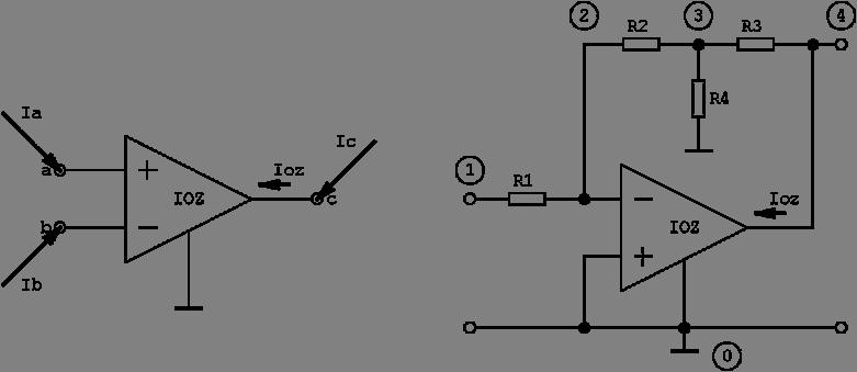 razítko ideálního operačního zesilovače (OZ) OZ po
