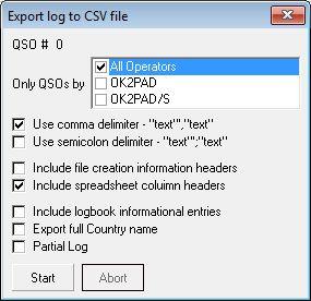 odděleny středníkem "text";"text" Export with header information: Se zatrženou touto volbou Logger32 vytvoří na začátku souboru záhlaví.