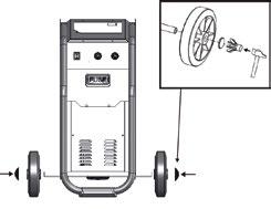 Akumulátory 12 V (6 článků) pro model 60-12 a akumulátory 6 V (3 články), 12 V (6 článků) a 24 V (12 článků) pro Model 60-24: Montáž rukojeti a koleček: PŘÍPOJKA SÍŤOVÉHO NAPĚTÍ Překontrolujte, zda