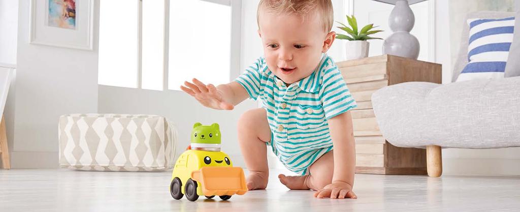 hračky Monster Essentials pro batolata Line Chrastící vozítka Tato nezbedná vozítka padnou vašemu děťátku