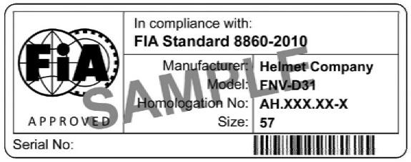 listu FIA č. 25 resp. přilby, uvedené na Technických listech FIA č. 33, 41, 49 a 69.
