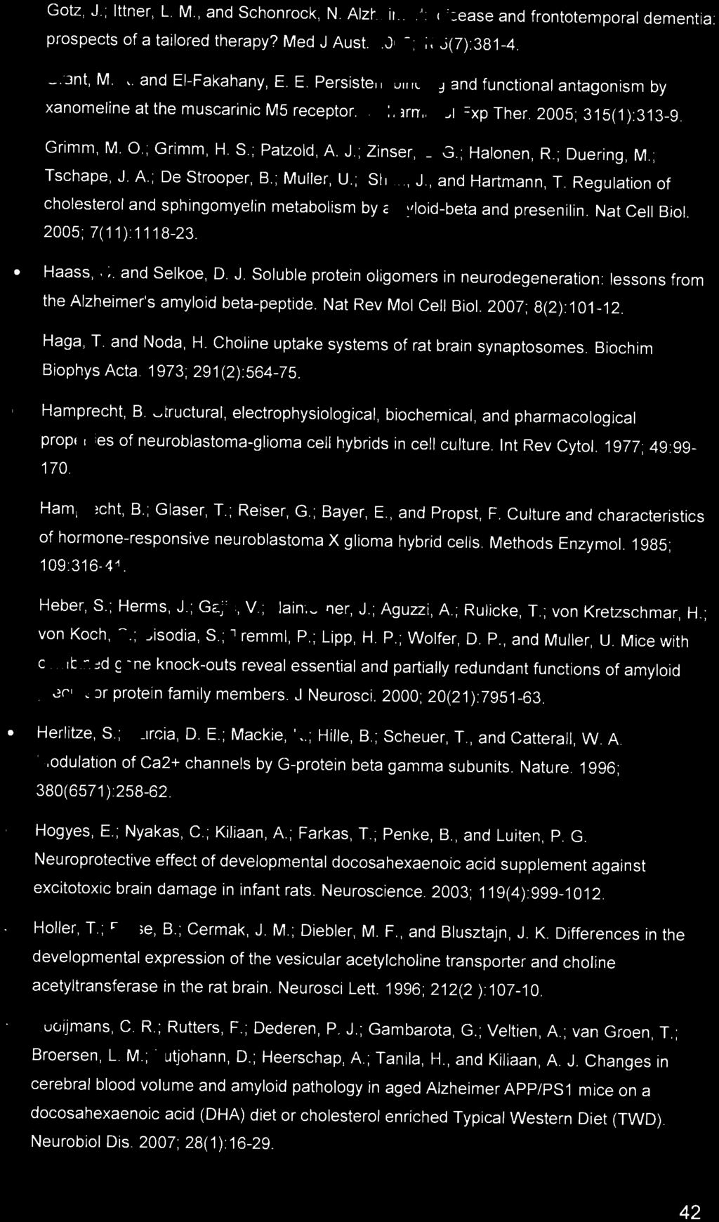 Gotz, J.; Ittner, L. M., and Schonrock, N. Alzheimer's disease and frontotemporal dementia: prospects of a tailored therapy? Med J Aust. 2006; 185(7):381-4. Grant, M. K. and EI