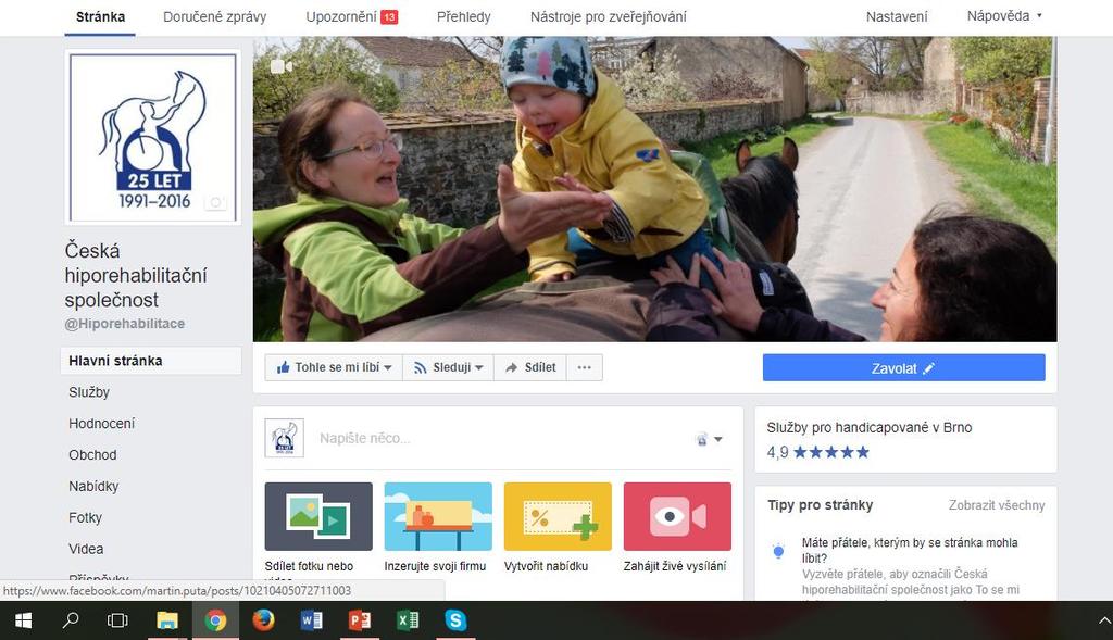Sociální sítě ČHS se prezentuje na FB v češtině