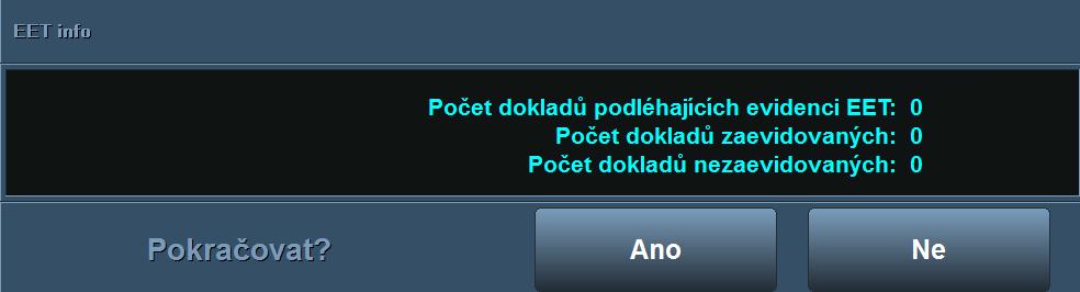 Informace v závorce označuje počet účtenek, které se nepodařilo zaevidovat (zákazník obdrží účtenku s kódy BKP a PKP bez kódu FIK).