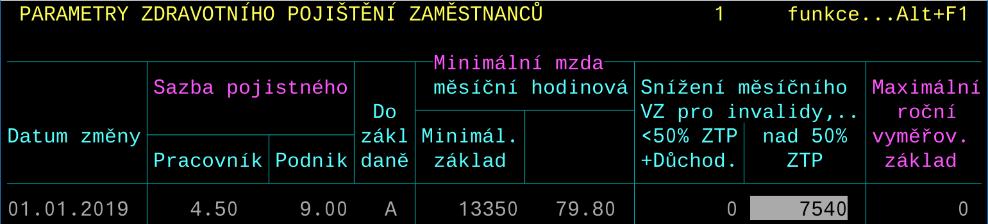 16 M Z D Y Zdravotní pojištění V parametrech zdravotního pojištění byla aktualizována výše minimální mzdy (údaj