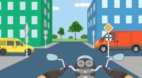 Otázka č. 50 Na k ižovatce bez rozlišení p ednosti v jízdě dopravními značkami: a) Má p ednost idič zeleného vozidla. idič motocyklu je povinen dát p ednost zprava.