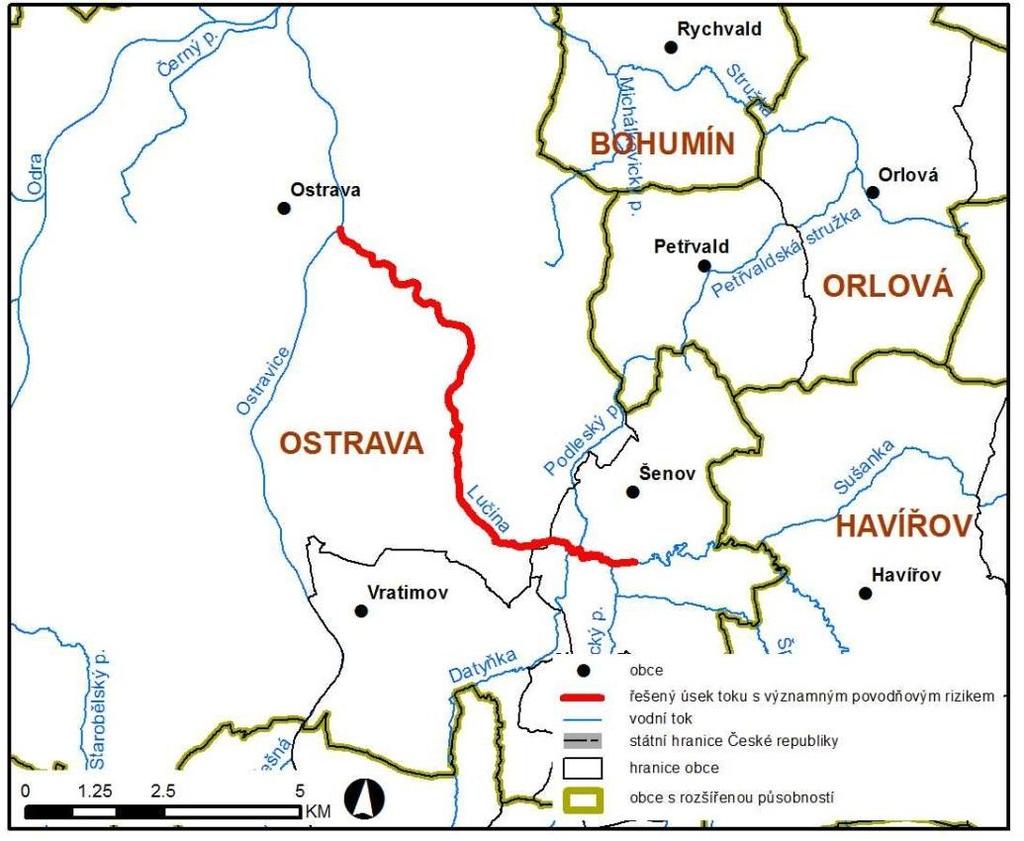 Úvod Předkládaná dokumentace obsahuje úsek řeky Lučiny s významným povodňovým rizikem (OsVPR) v prostoru od jejího ústí v Ostravě po obec Šenov.