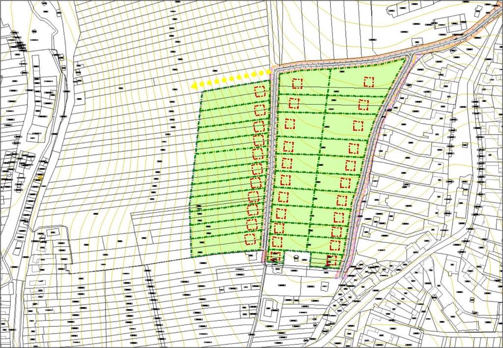 stavebních pozemků. Při šířce pozemků cca 20m (v případě přeparcelování) je v lokalitě možno vymezit až 36 38 stavebních pozemků. 6. URBANISTICKÝ NÁVRH 6.1.