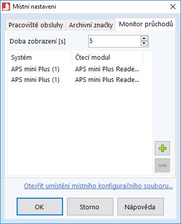 Zvolte Systém, Modul a Kód klávesy, tato data budou použita pro vytvoření virtuální události Platné ID při výdeji návštěvnické karty. Toto nastavení platí lokálně pro modul APS Administrator.