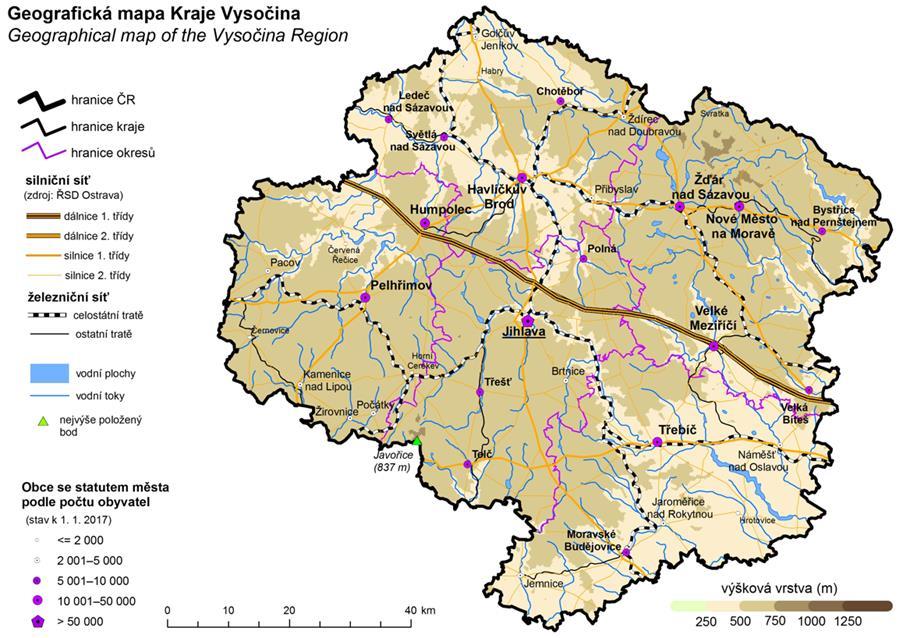2 Podmínky pro rozvoj technologií Charakter kraje Vysočina (statistika rok 2017) - počet obyvatel 509 476 - počet obcí 704 - podíl obcí do 199
