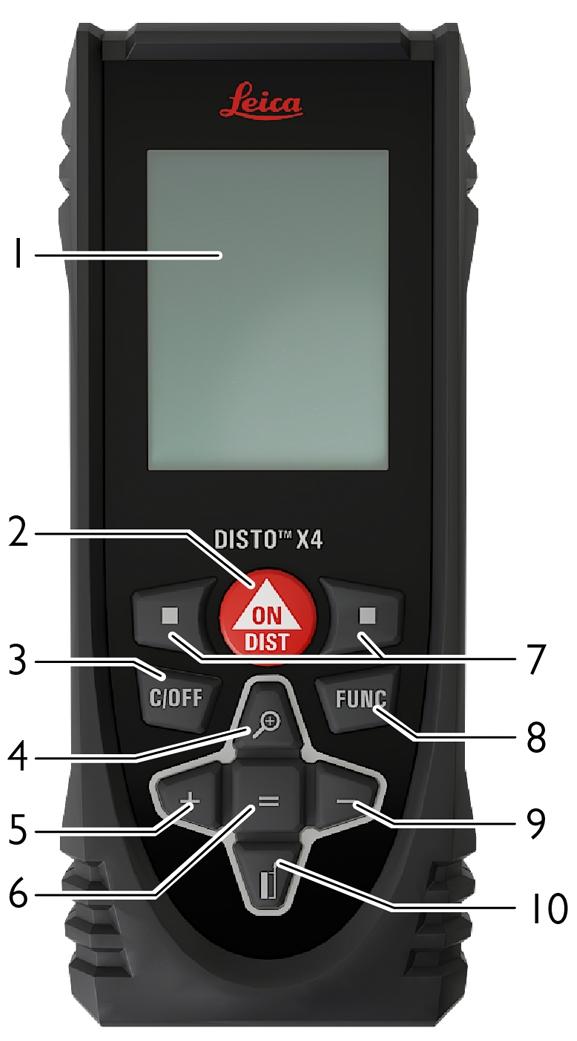 Přehled Pře h le d Součásti Leica DISTO je laserový dálkoměr pracující s laserem třídy 2. Viz kapitola Technické údaje, kde je uveden rozsah použití.