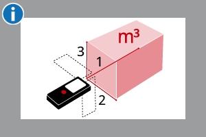 Obsluha Objem Objem je vypočítán na matematickém základě vynásobením tří vzdáleností.