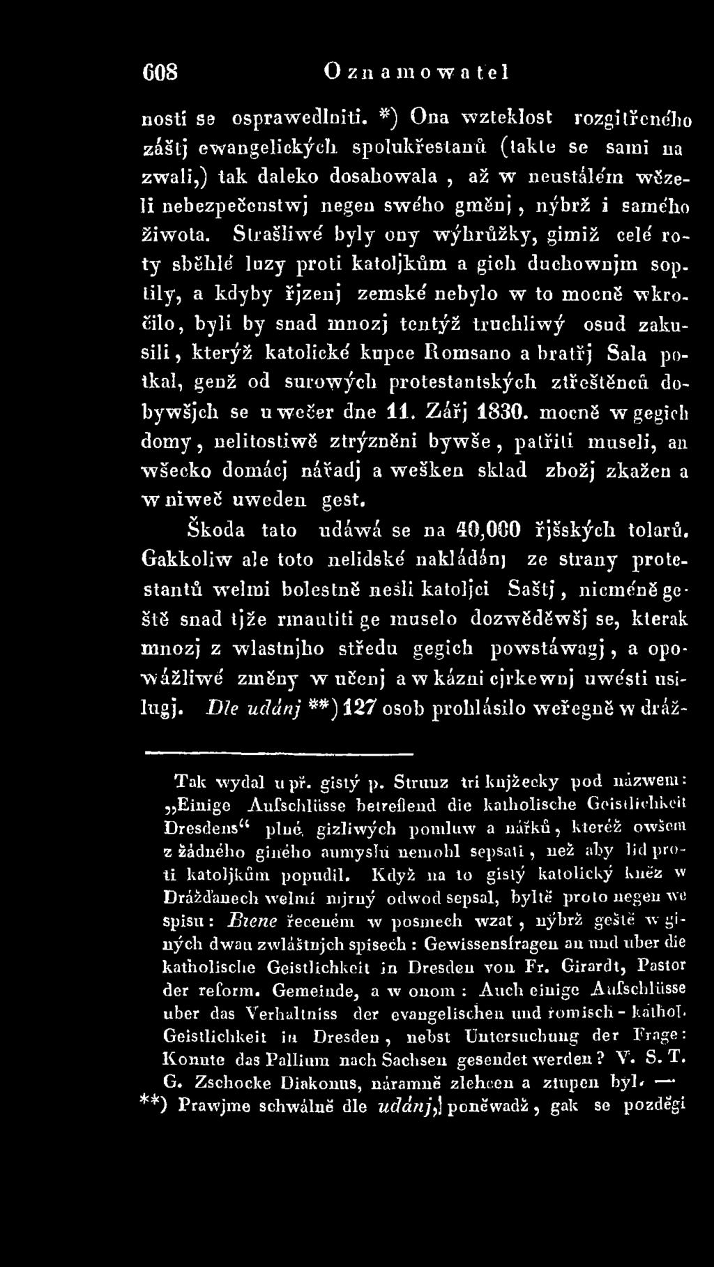 protestantských ztřeštěnců, dobywšjch se u w ečer dne 11, Zářj 1830.