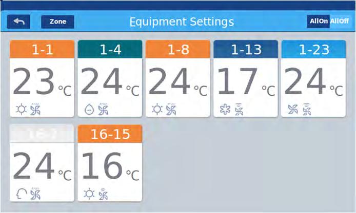 Provoz Nastavení zařízení Obrázek 1 Stiskněte tlačítko Equipment Settings na domovské obrazovce