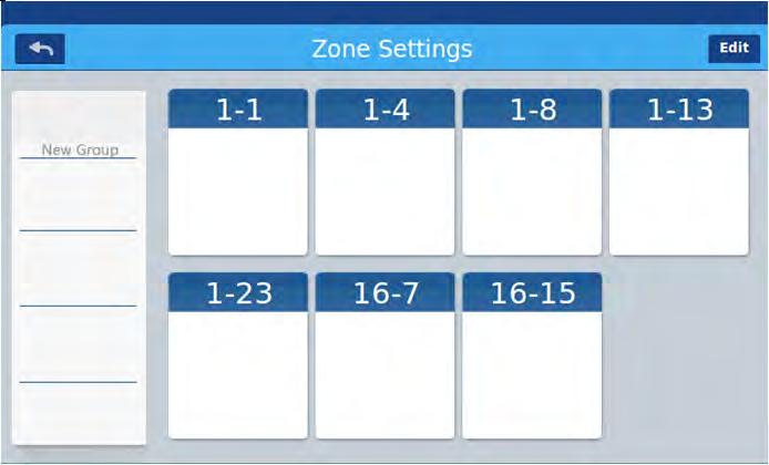 Nastavení zón / skupin Obrázek 1 Na domovské obrazovce stiskněte zone settings a vstoupíte do