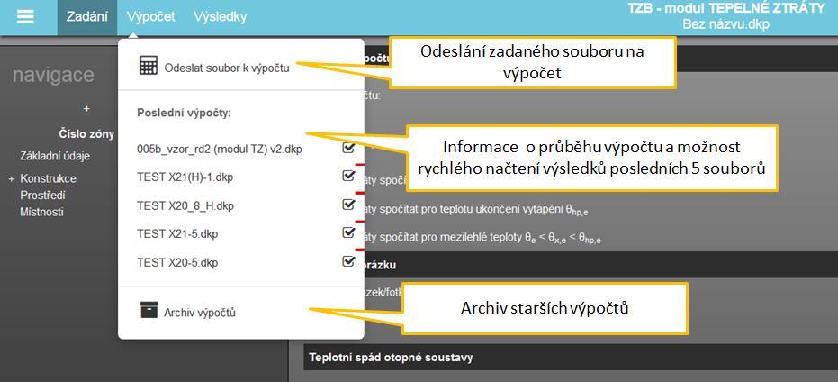 5.3.3 Zobrazení VÝPOČET v horní liště zobrazení prohlížeče Obrázek 9 - nabídka pole