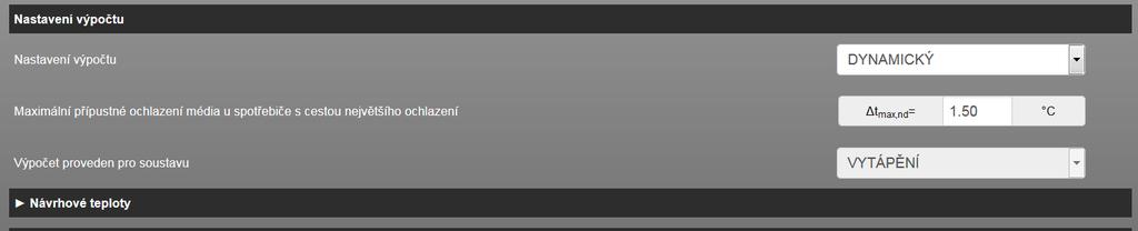 Obrázek 80 zadání požadovaného limitu na maximální ochlazení při dynamickém výpočtu Při použití dynamického výpočtu má program dvě fáze výpočtu přerušené modálním oknem. V 1.