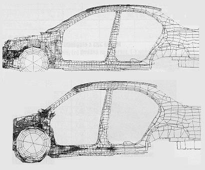 Původní systém pro zmírnění následků čelního nárazu - FIMS (Frontal Impact Moderating Systém) - Mazda 343.
