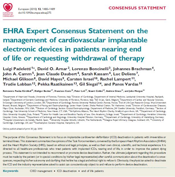 Koncenzus expertů EHRA Europace (2010)